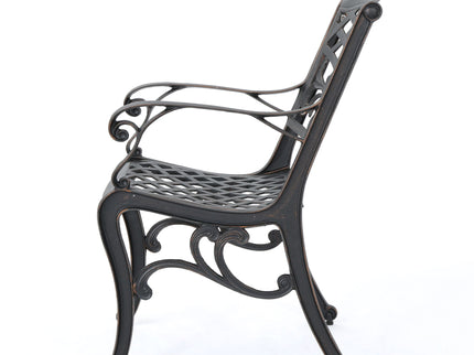 Luminea - Outdoor Aluminum Dining Chair With Scroll Design, Lattice Pattern And Cabriole Legs - Copper