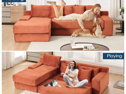 Modern L - Shaped Sectional Couch With Memory Foam