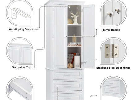 Storage Cabinet With 3 Drawers For Bathroom