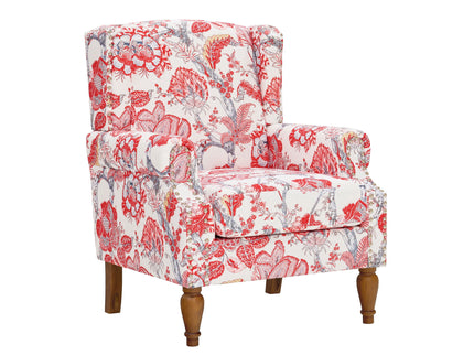Accent Chair With Floral Upholstery And Nailhead Trim