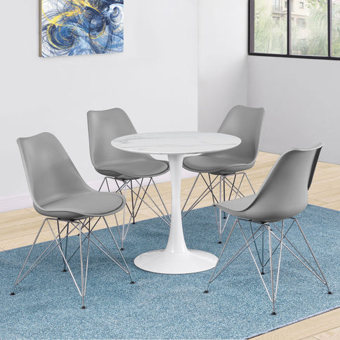 Padded Side Chair And Soft Upholstered Seat (Set of 2) - Gray