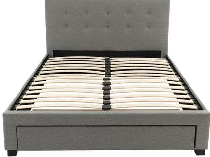 Bed With Tufted Headboard And Storage Drawer