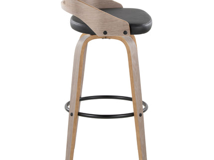 Cassis - Mid Century Modern Fixed Height Barstool With Swivel With Round Footrest (Set of 2)