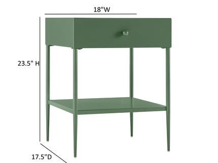 Colette - 1 Drawer Nightstand With Bottom Shelf - Green