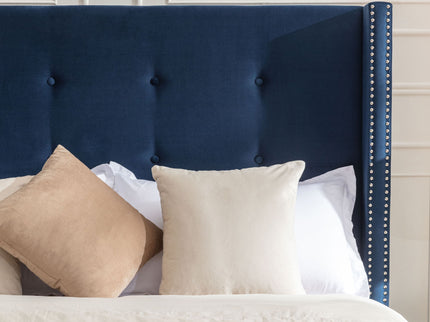 Peyton - Upholstered Bed With 54" High Headboard, Traditional Hand Buttoned Tufting