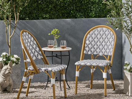 Chic French Bistro Chair With Durable Rattan And Aluminum Frame