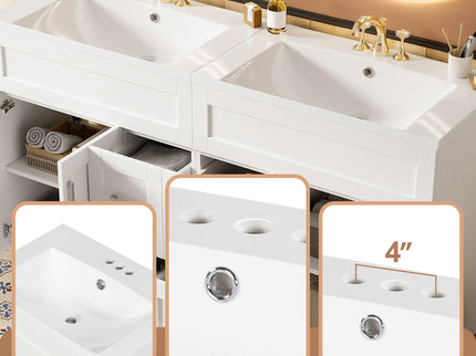 Bathroom Vanity With 2 Doors, 2 Drawers, Adjustable Shelf, Hidden Slides & Soft Close Hinges