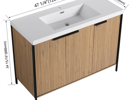 Modern Freestanding Bathroom Vanity With Resin Sink & Soft Close Cabinet Doors