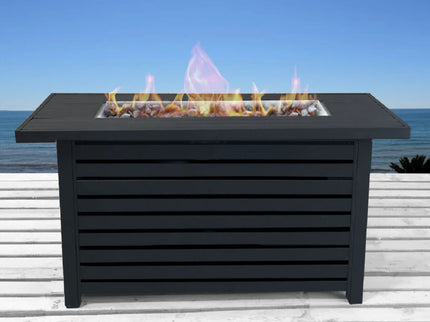 Propane / Gas Outdoor Fire Pit Table With Lid Durable Construction - Black