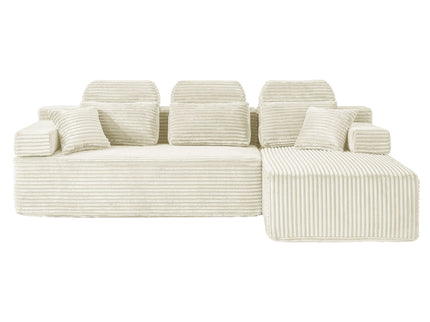Sectional Sleeper Sofa & Storage Pockets, Modular Couch With Throw Pillows For Living Room