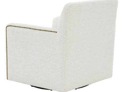 Tolland - Swivel Accent Chair With Antique Brass Nailhead Trim - Cream