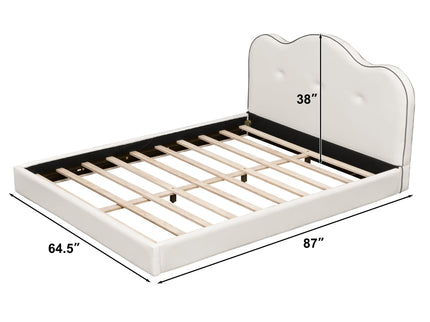 Upholstered Platform Bed With Sturdy Frame And Headboard