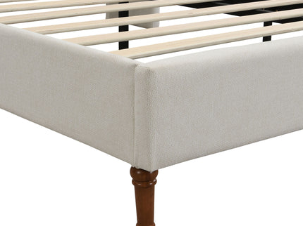 Modern Upholstered Platform Bed With Wave Shaped Headboard