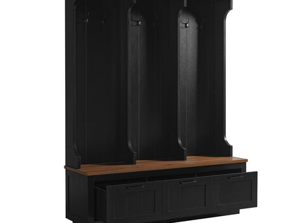 Hall Tree With Bench And Shoe Storage, 3 Large Drawers, Open Storage Shelves & Hooks