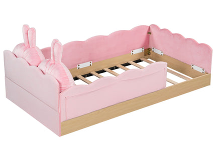 Platform Bed With Animal Pillows And Storage Bags