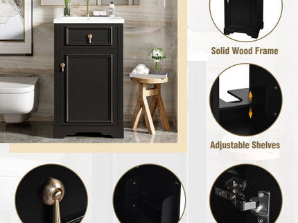 Elegant Bathroom Vanity With Ceramic Sink, Soft Close Door, Adjustable Shelf