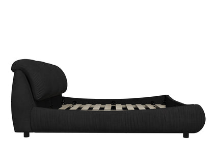 Luxury Upholstered Platform Bed With Oversized Padded Backrest And Solid Wood Frame
