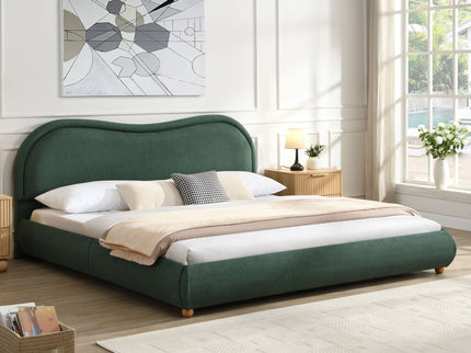 Upholstered Platform Bed Frame With Curved Headboard