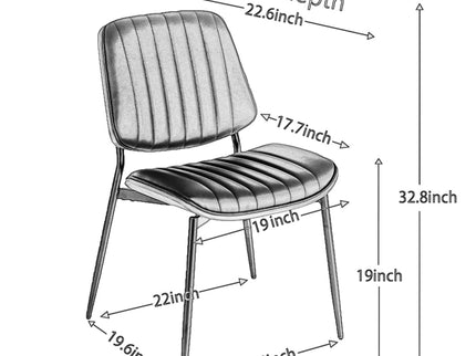 Dining Chairs (Set of 2) Mid-Century Modern Retro Chair With Walnut Bentwood Back Upholstered Seat Metal Legs Adjustable Foot For Kitchen Dining Room Chairs