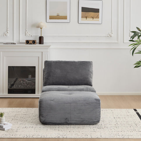 Single Chaise Longue With Movable Ottoman For Living Room