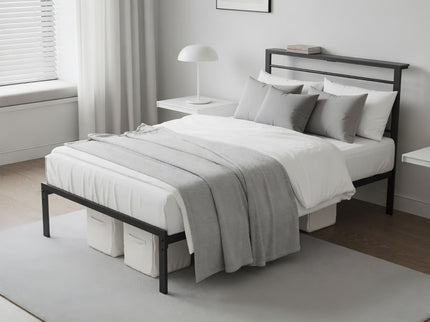 Platform Bed Frame With Charging Station & Headboard Shelves