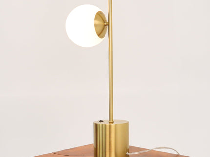 Ethereal - Modern Small Table Lamp, Desk Lamp Fixture With Globe Shade - Gold / White