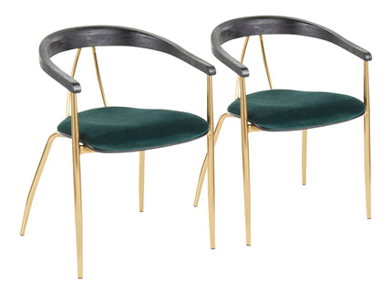 Vanessa - Contemporary Chair (Set of 2) - Gold / Green - Black