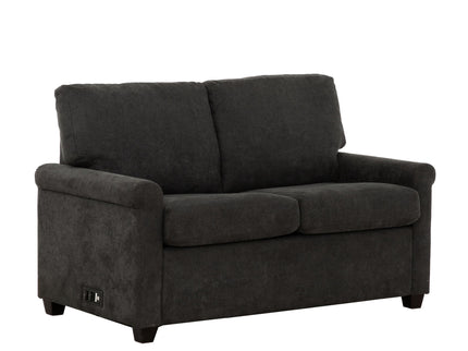 Convertible Twin Sleeper Sofa With USB Ports, 2 Seater Upholstered Loveseat - Dark Gray