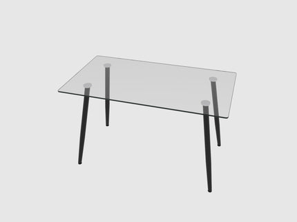 Modern Minimalist Rectangular Glass Dining Table With Tempered Glass Top Metal Legs, For 4 - 6 - Transparent