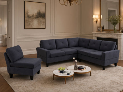 Modular L - Shaped Sectional Sofa 6 Seater 4 Piece Couch With Chaise
