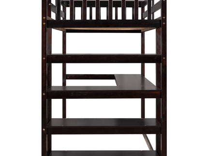 Loft Bed With Storage Shelves And Under Bed Desk