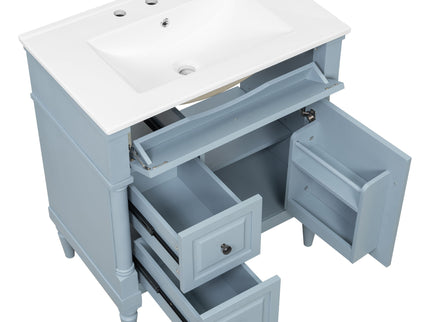 Modern Bathroom Vanity With Sink, Freestanding Cabinet With Flip Drawer & Adjustable Shelf
