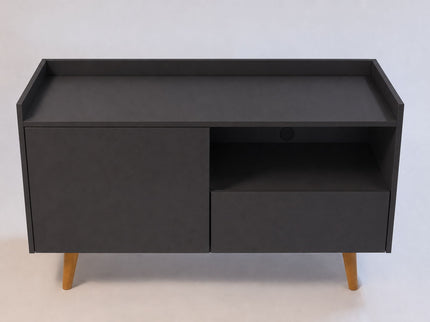 TV Stand For TVs Up To 45" With Open Storage Shelf, Cable Management, 1 Door And 1 Drawer