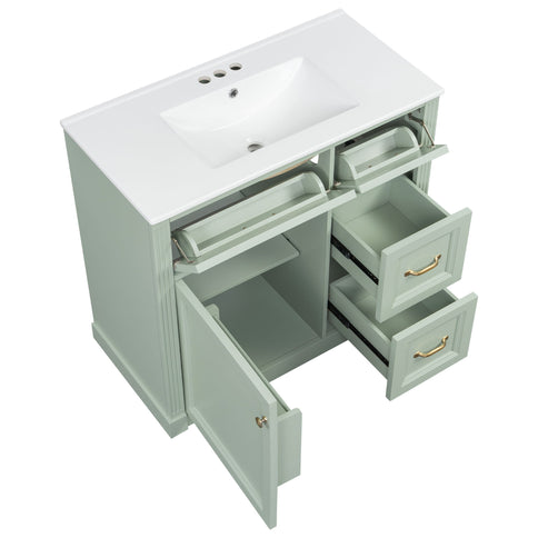 Modern Bathroom Vanity With Sink, 4 Drawers, Soft-Close Door, Adjustable Shelf