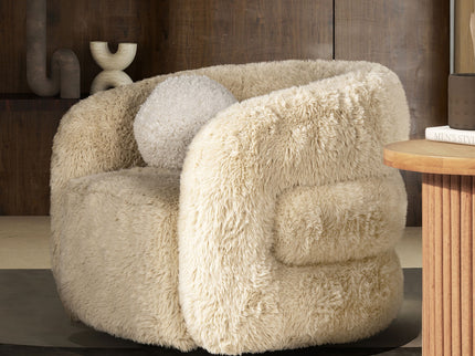 Ayla - Round Sphere Accent Ball Throw Pillow - Curly White