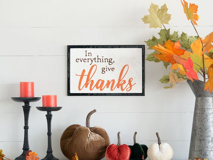 Thanks Wall Sign, Wall Art Decor For Harvest Festival Fall Festival & Thanksgiving Table Decorations (Set of 2) - Black / Orange / White
