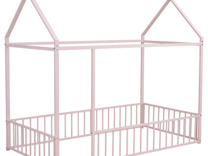 Metal Bed House Bed Frame With Fence