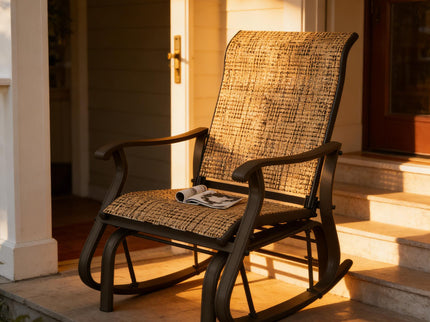 Outdoor Glider Swing Chair With Smooth Motion - Brown / Brown Mix