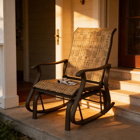 Outdoor Glider Swing Chair With Smooth Motion - Brown / Brown Mix