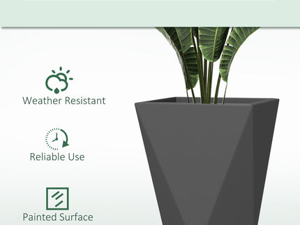 Outsunny - 18", 15.25", 11.75" Tall Planters (Set of 3), Indoor Outdoor Planters With Drainage Holes, Stackable Flower Pots For Garden, Patio, Balcony, Front Door - Gray