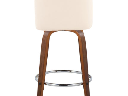 Toriano - Mid Century Modern Fixed Height Counter Stool With Swivel With Round Footrest (Set of 2)