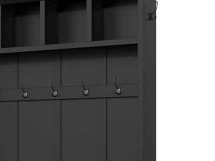 Hall Tree With Storage Bench Mudroom Coat Rack With 6 Hooks