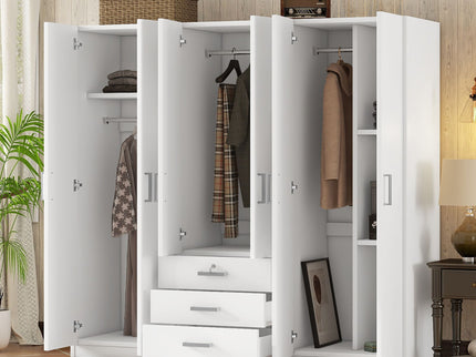 6 Doors Wardrobe Storage For Bedroom, With Big Drawers