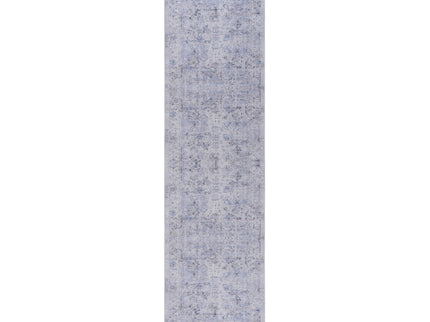 Maval - 2'6'' X 10' Washable Runner Rug - Blue / Cream