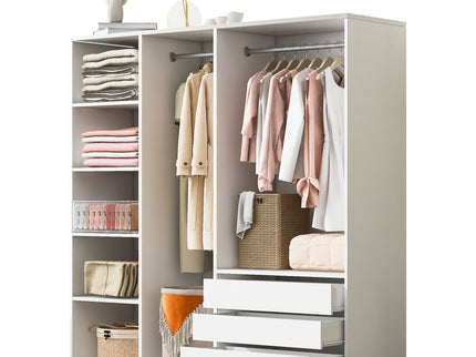 Doorless Storage Wardrobe For Dedroom With Shelves And 3 Drawers