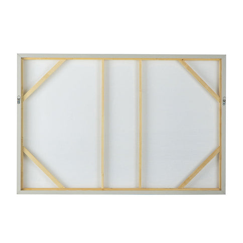 Large Rectangle Framed Wall Art Ocean Waves Canvas Print, Home Decor For Living Room Foyer Office - White / Blue