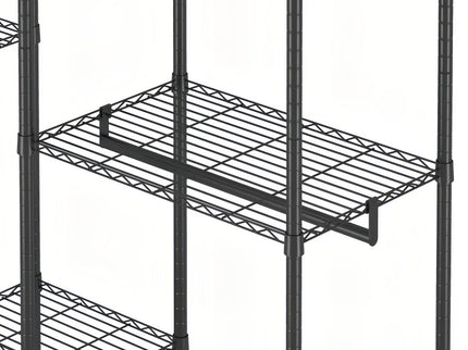 Heavy Duty Garment Rack With 8 Adjustable Wire Shelves And 5 Clothes Rails, Freestanding Closet Organizer Metal - Black