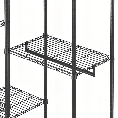 Heavy Duty Garment Rack With 8 Adjustable Wire Shelves And 5 Clothes Rails, Freestanding Closet Organizer Metal - Black