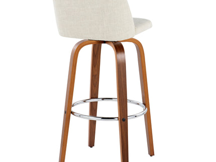 Toriano - Contemporary, Fixed Height Barstool Swivel & Round Footrest (Set of 2)