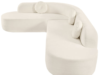 Extra Large Sectional Sofa Soft Fabric Upholstery, Elegant Curved Design With 3 Round Cushions, High - Resilience Foam For Ultimate Comfort - Beige
